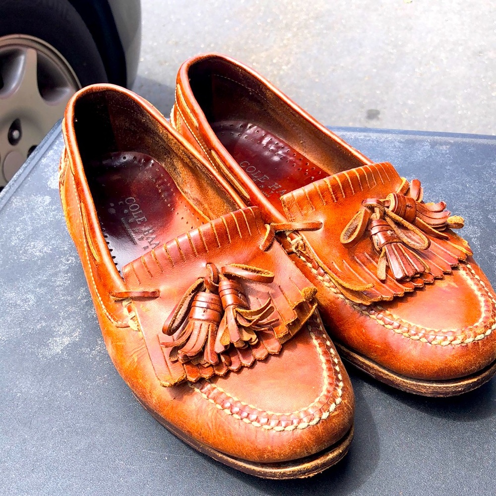 Cole Haan Country 6693 Mens Brown Leather Kiltie Tassel Loafers Shoes Size 10.5
